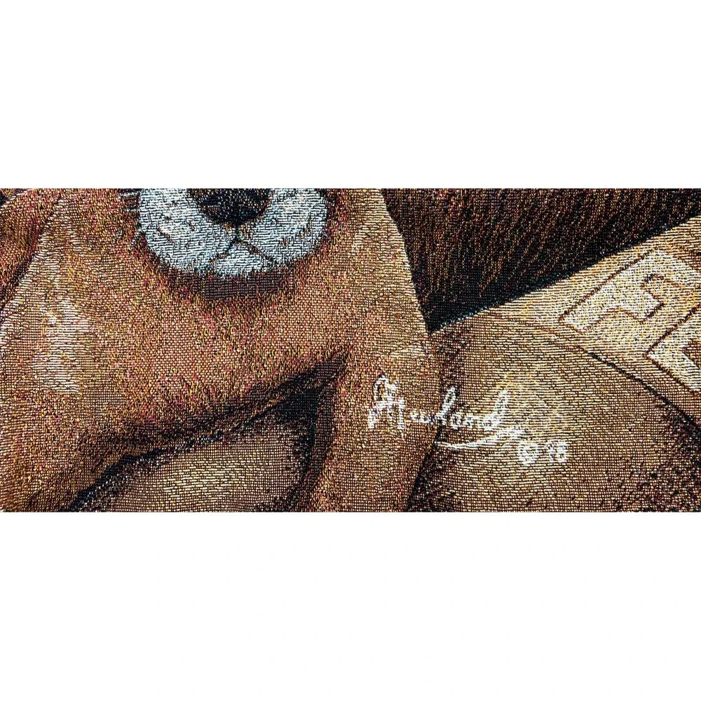 VTG Puppy Dog Tapestry Woven Throw Blanket Pups Basket Newland Applejack 48x67‎